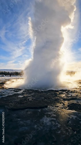 Powerful Icelandic Strokkur Geyser Exploding