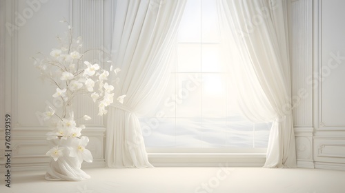 a realm of pure elegance, where subtle gradients blend seamlessly against a backdrop of pristine white. Let the beauty of simplicity captivate your senses in this breathtaking composition.