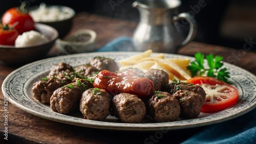 a plate of cevapi, a typical Bosnian dish photo