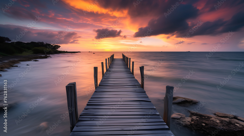 Fototapeta premium Beautiful sunset on the pier
