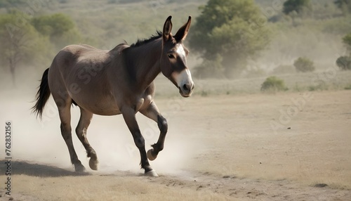 A Mule Trotting Gracefully Through A Field Its Ho Upscaled