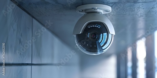 Ceiling-Mounted Security Camera for Effective Home Protection. Concept Home Security, Surveillance, Smart Technology, Crime Prevention