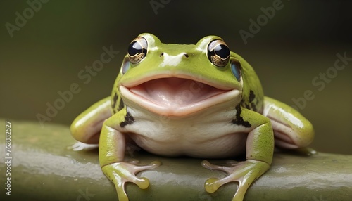 A Frog With Its Mouth Curved In A Satisfied Smile Upscaled 3