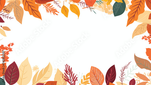 Frame with autumn leaves. Illustration with various