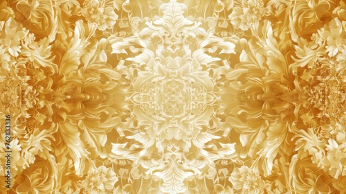 Elegant Gold and White Floral Design - Symmetrical Royal Crest