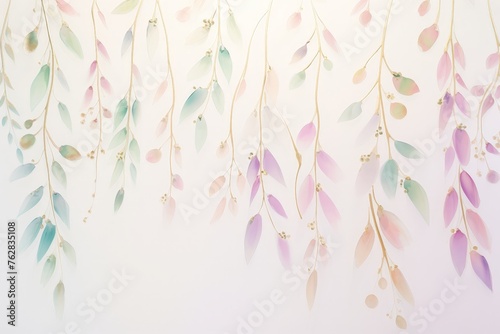 A whimsical wall adorned with an array of vibrant leaves cascading down, creating a magical and enchanting display photo