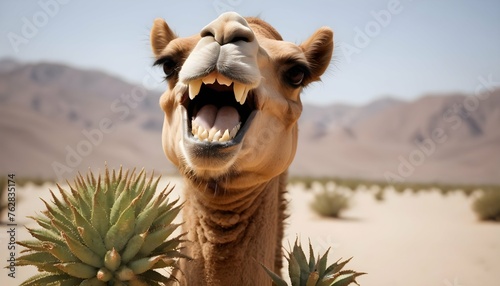 A Camels Teeth Grinding On A Tough Desert Plant Upscaled 2 2