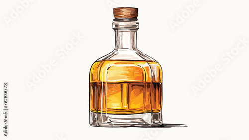 Full Jamaican rum bellied bottle sketch style vector