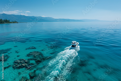 Boating on Lake Tahoe in the summertime 