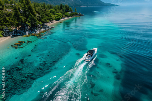 Boating on Lake Tahoe in the summertime 