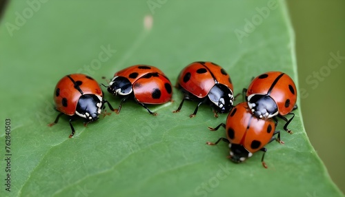Ladybugs Resting On A Cluster Of Leaves Upscaled 3