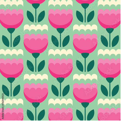 Geometrical Retro Florals Background Wallpaper