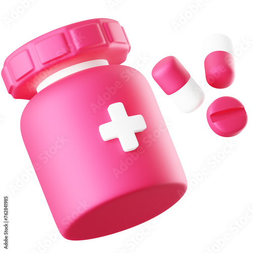 3D Icon Pill Bottle Illustration