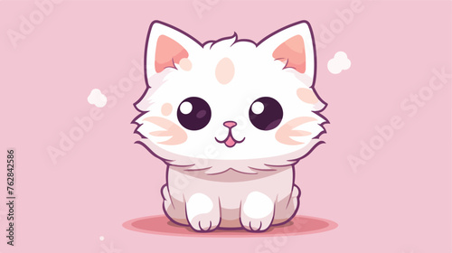 Illustration of cute kawaii cat. Fun animal. flat 