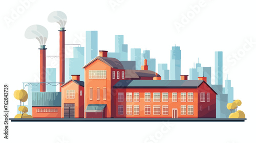 Illustration of industrial building. Urban manufact