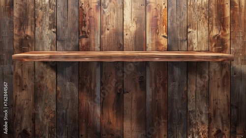 isolated Empty shelf for exhibit on wood background