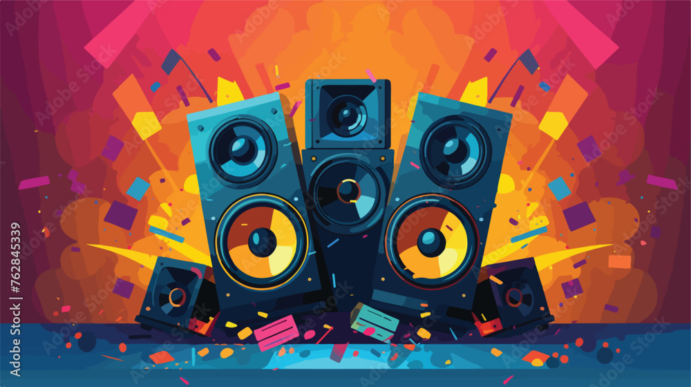 Illustration of sound speakers. Image for party  - obrazy, fototapety, plakaty 