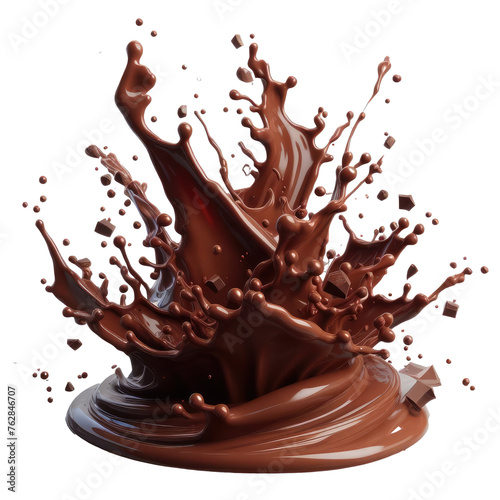 Isolated chocolate splash on a Clear PNG Canvas, Generative AI