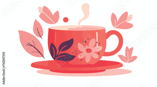 Illustration of tea mug. Stylized kitchen utensil 