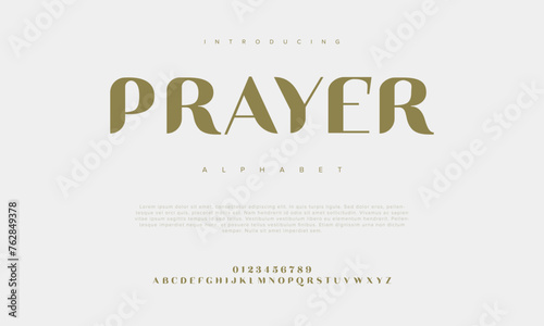 Prayer premium luxury arabic alphabet letters and numbers. Elegant islamic  typography ramadan wedding serif font decorative vintage. Creative vector illustration