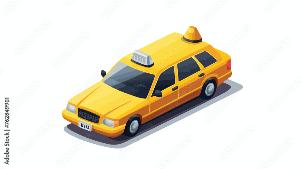 Isometric taxi isolated icon flat vector illustration