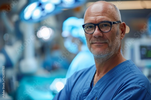 Confident surgeon standing in operating room ready for surgery