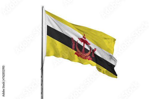 Waving Brunei Darussalam country flag, isolated photo