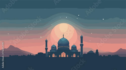Mosque silhouette ramadan kareem islamic icon logo