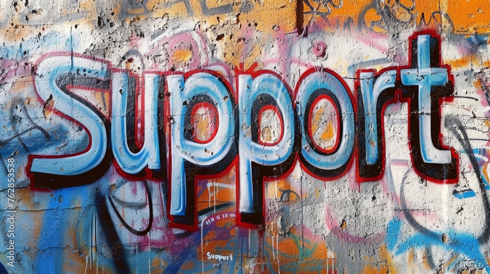 Obraz premium The Word Support created in Graffiti Typography.