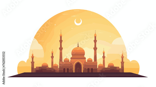 Mosque silhouette ramadan kareem islamic icon logo