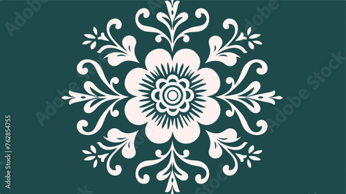 Fototapeta Naklejka Na Ścianę i Meble -  Ornamental round lace flower flat vector illustrati