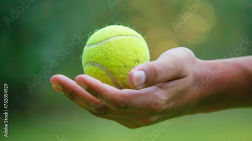The concentration and precision in a players hand as they toss the ball for a serve.