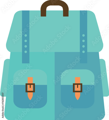 Flat design blue backpack