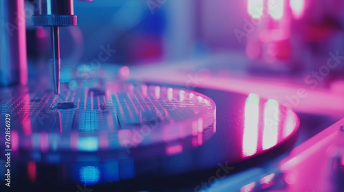 With surgical precision a laser is used to etch a microscopic grid pattern onto a freshly coated silicon wafer a key component in the production of LCD panels.