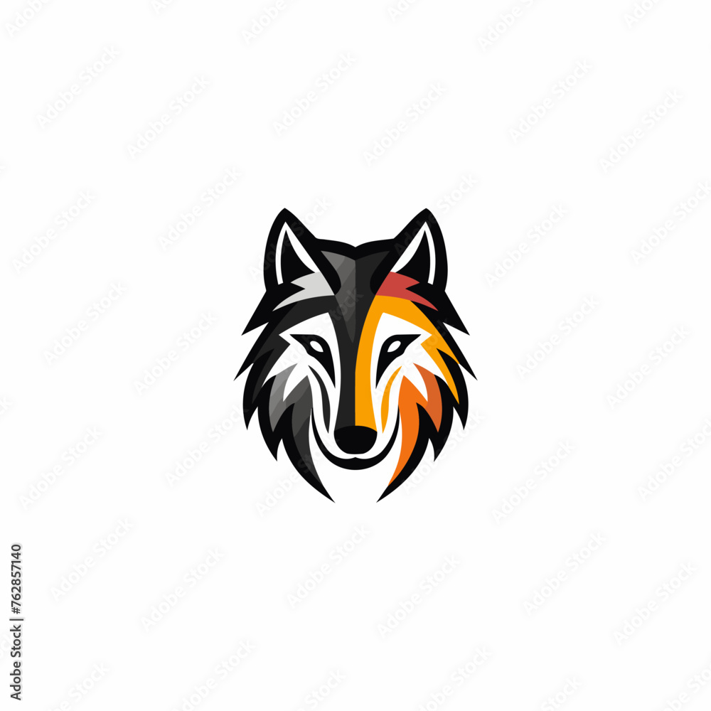 Obraz premium Geometric colorful wolf logo vector icon design template