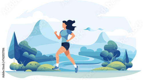 Physical activity Single Person doing Running Flat