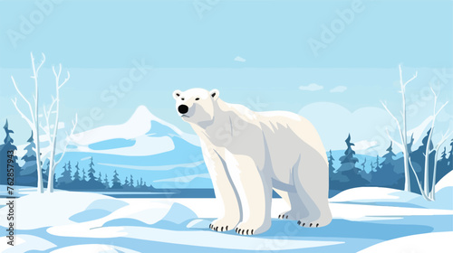 Polar bear cartoon flat vector illustration isolated