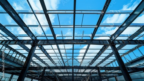 The steel structure of industrial building.
