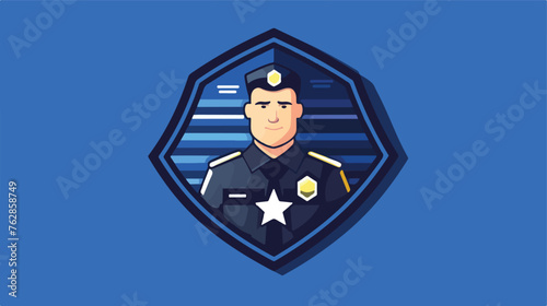Policemen with a club icon in badge style.