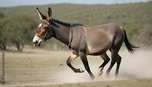 A Mule Trotting Gracefully Through A Field Its Ho Upscaled 3