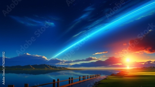 The fiery trail of a meteorite entering the Earths atmosphere  a dazzling display of natures fireworks in the night sky