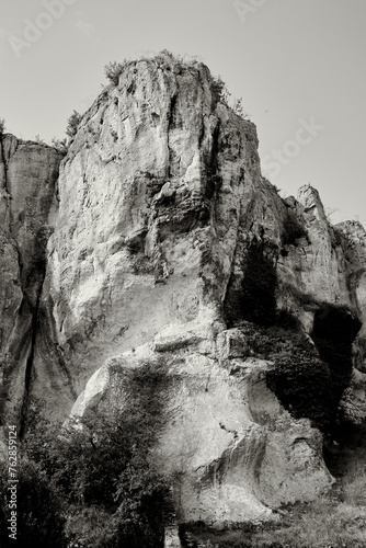 Black and White view of Saussois Cliff in Merry-Sur-Yonne, France