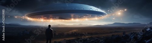 An interstellar chase scene where a UFO pursues an asteroid on a collision course with a distant planet, a race against time