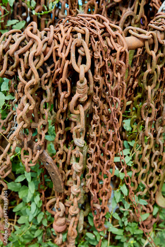 Tangle of Hanging Rusty Chains