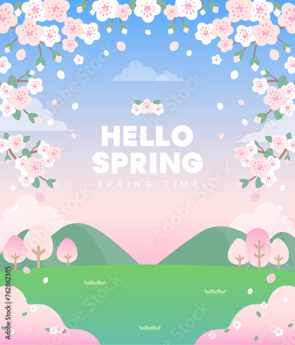 봄 벚꽃 배경 일러스트 이미지
