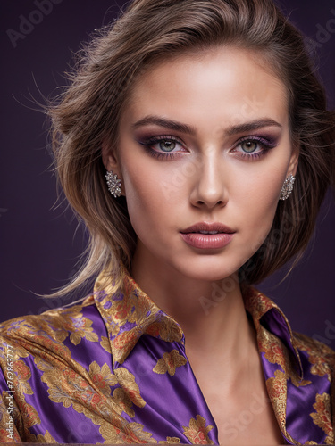 Beautiful fashion woman model in photo studio