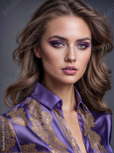 Beautiful fashion woman model in photo studio