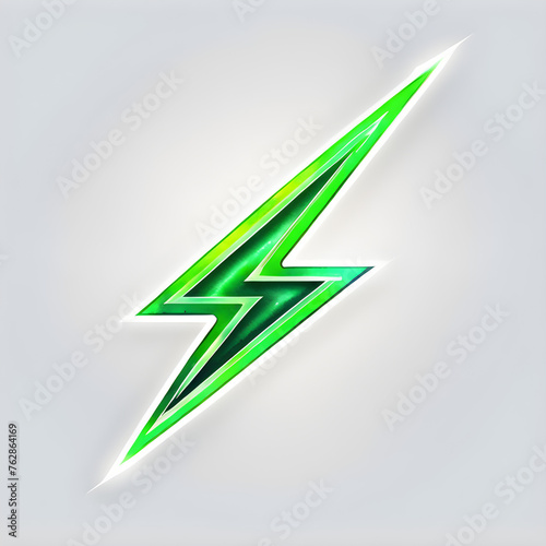 Vibrant Green: Neon Lightning Icons(Generative AI)