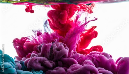 Mixed paint pigment in water over white background