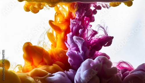 Mixed paint pigment in water over white background